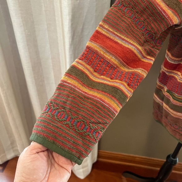 Vintage Flashback Boho Colorful Cotton Knit with art like button up, Size Small - Picture 4 of 9